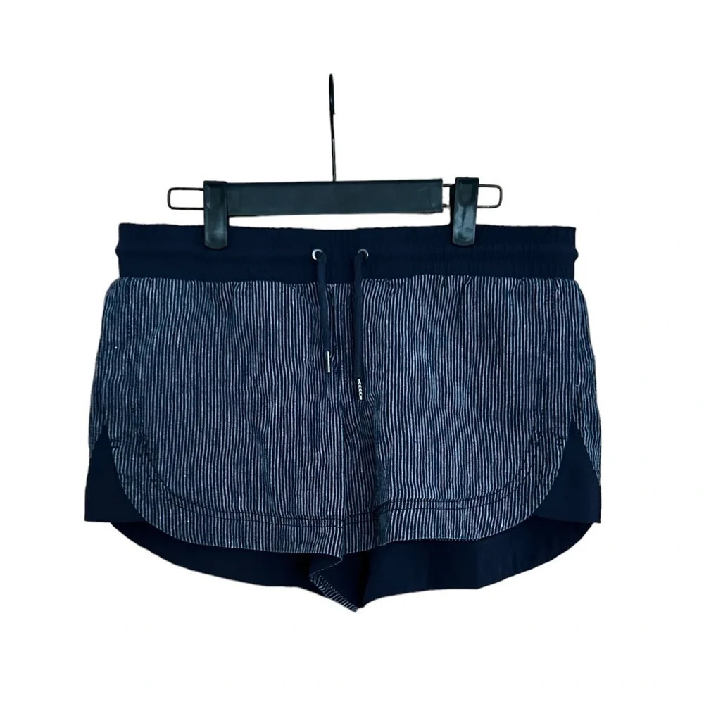 ATHLETA BALI BEACHSIDE NAVY BLUE LINEN SHORTS